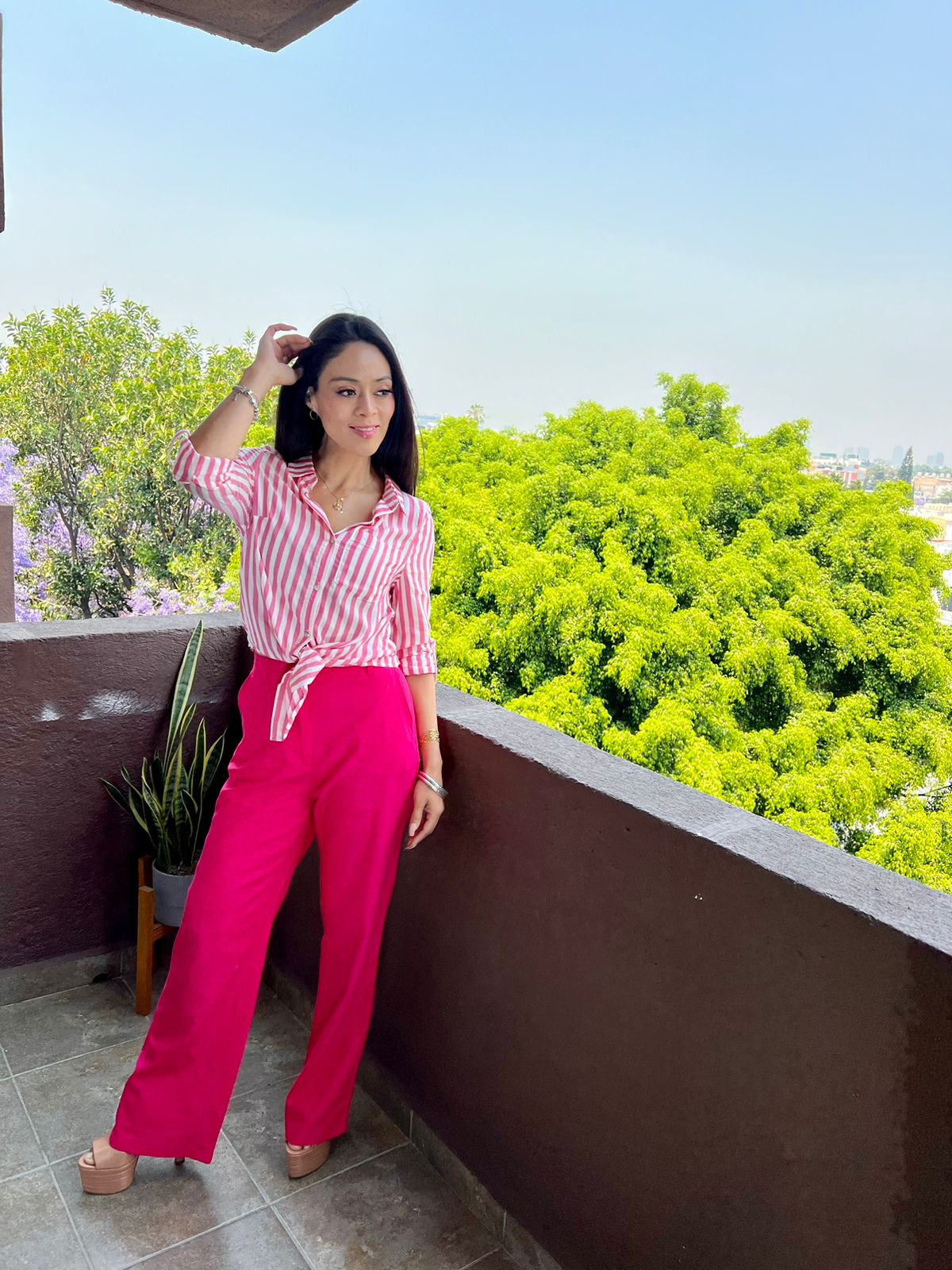 PANTALON DE LINO ROSA