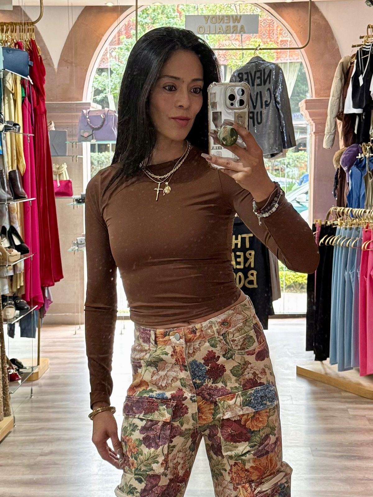 BLUSA CAFE TRANSPARENCIA ESPALDA